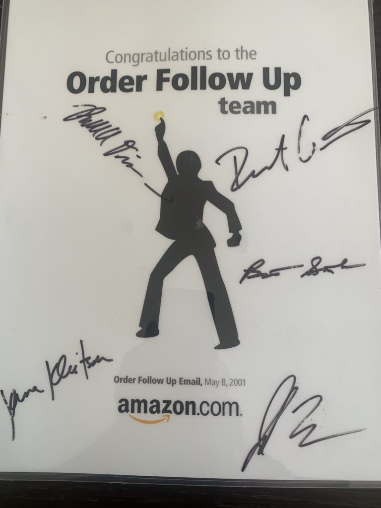Amazon.com Order Follow Up Email May 8 2001 - Josh Petersen
